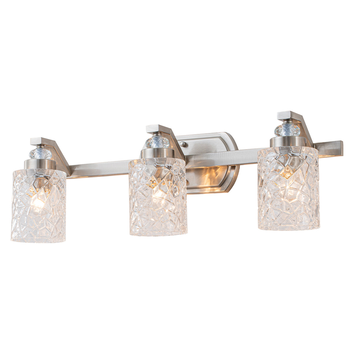 3 Light Nickel Bathroom Vanity Light Modern Textured Glass Shade - product image 14 | Zenvolit