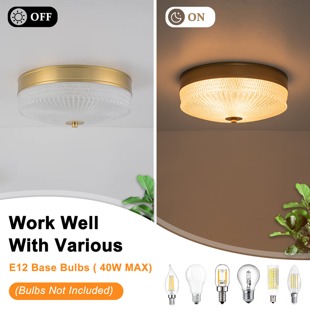 3-Light Modern Flush Mount Ceiling Light Ribbed Drum Glass Shade - product image 8 | Zenvolit
