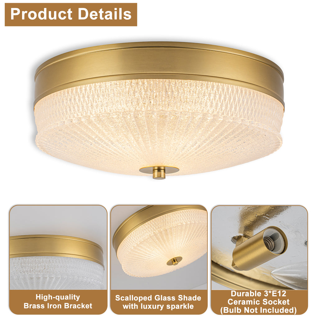 3-Light Modern Flush Mount Ceiling Light Ribbed Drum Glass Shade - product image 13 | Zenvolit