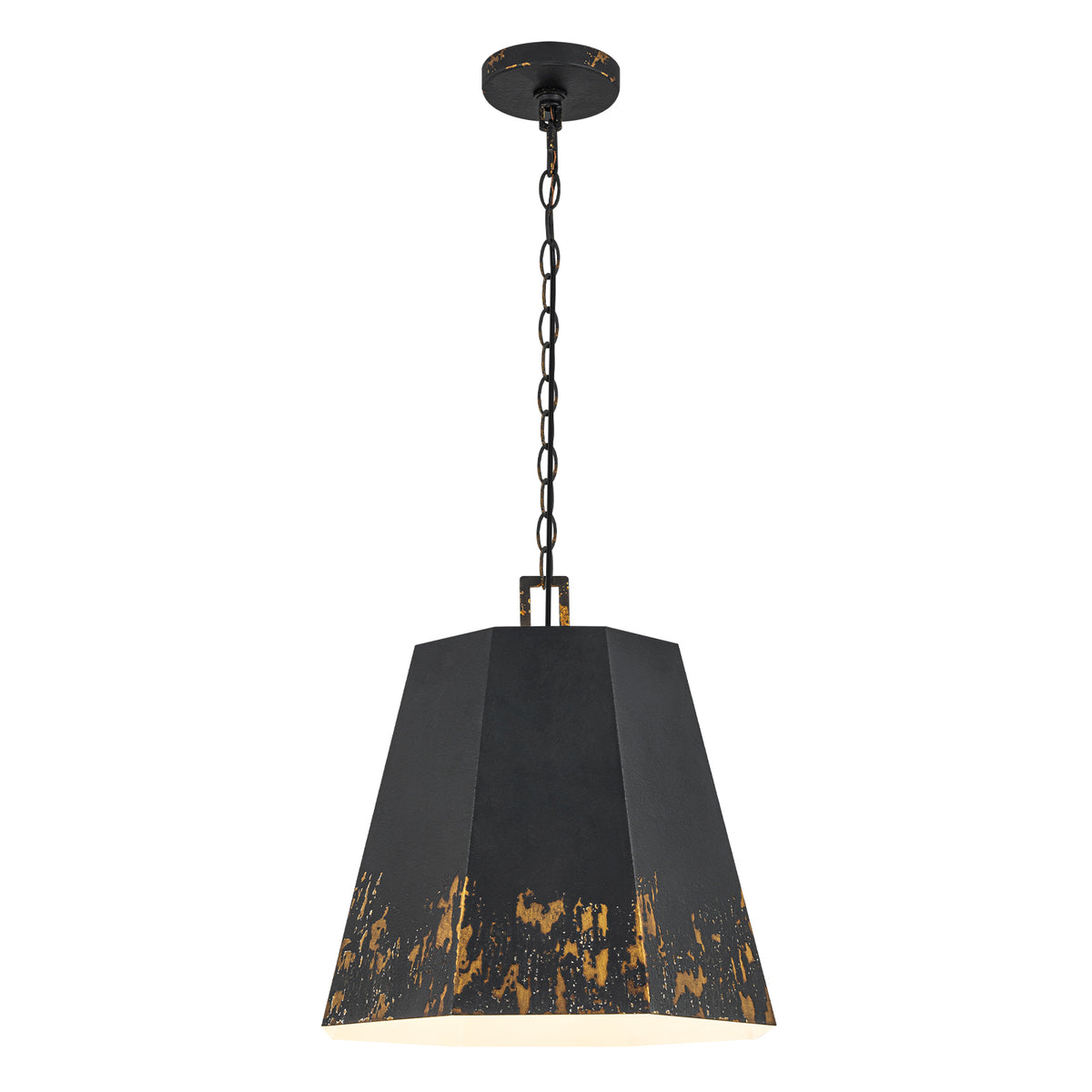 Industrial Octagonal Tapered Pendant Light Handcrafted Black & Gold - product image 2 | Zenvolit
