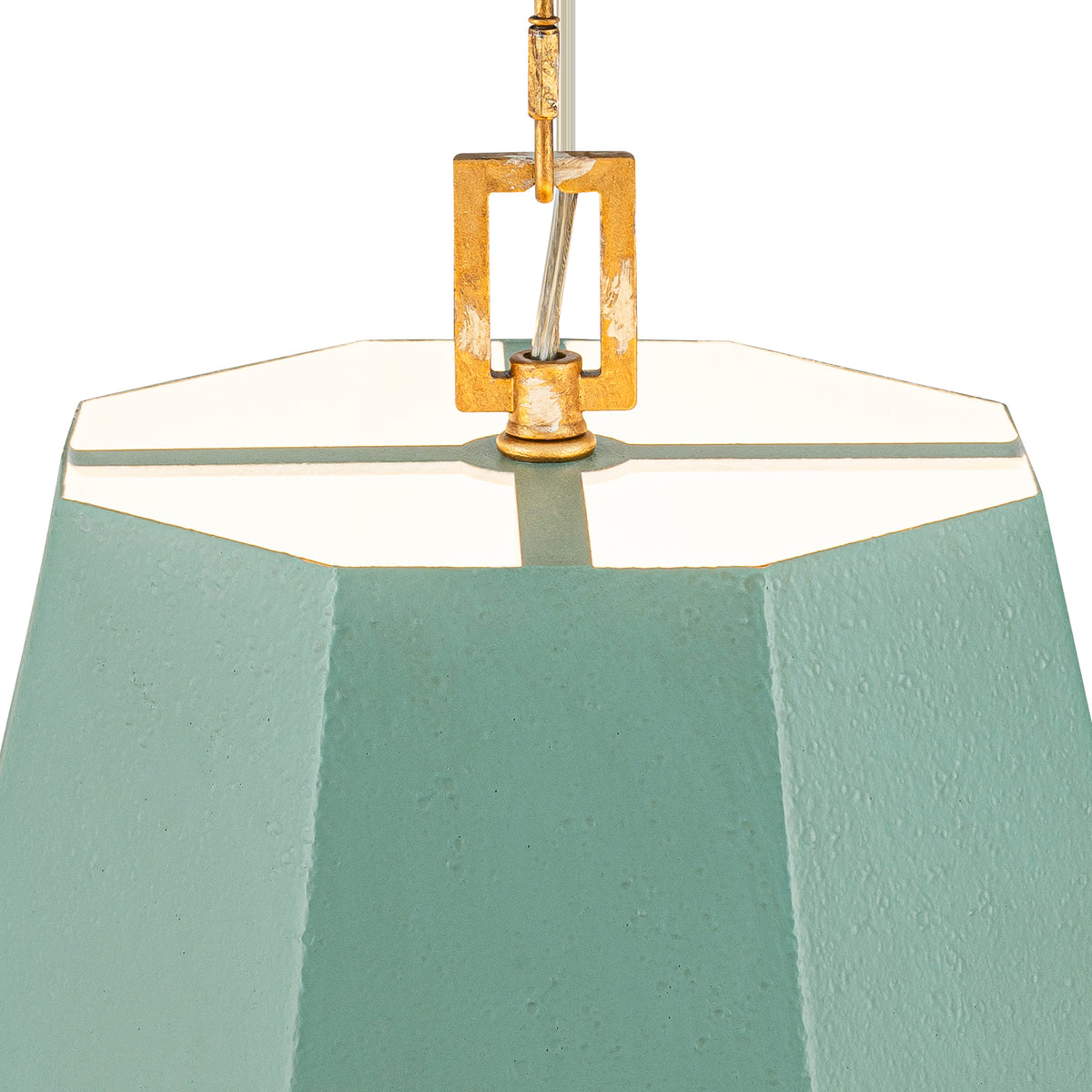 Industrial Octagonal Tapered Pendant Light Handcrafted Lake Blue &Gold - product image 5 | Zenvolit