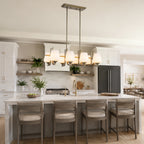 8-Light Linear Chandelier Milk Glass Shades Modern Kitchen Island - product image 3 | Zenvolit