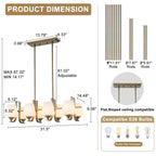 8-Light Linear Chandelier Milk Glass Shades Modern Kitchen Island - product image 7 | Zenvolit