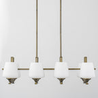 8-Light Linear Chandelier Milk Glass Shades Modern Kitchen Island - product image 9 | Zenvolit
