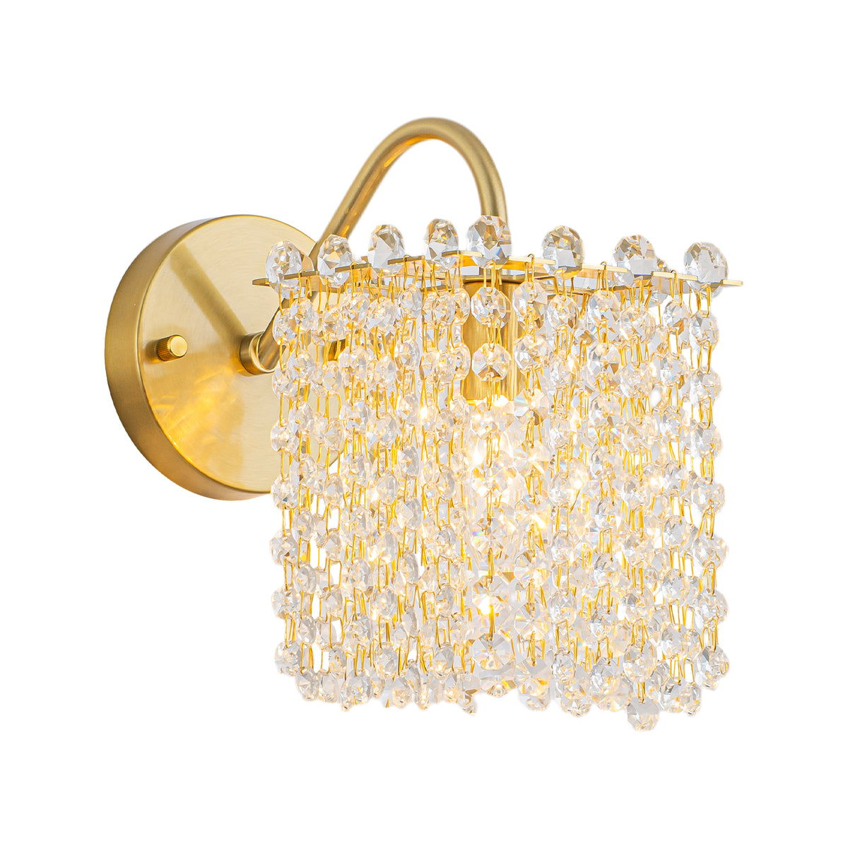 Gold Wall Sconce Clear Crystal Strands Vanity Light Bathroom Hallway - product image 1 | Zenvolit
