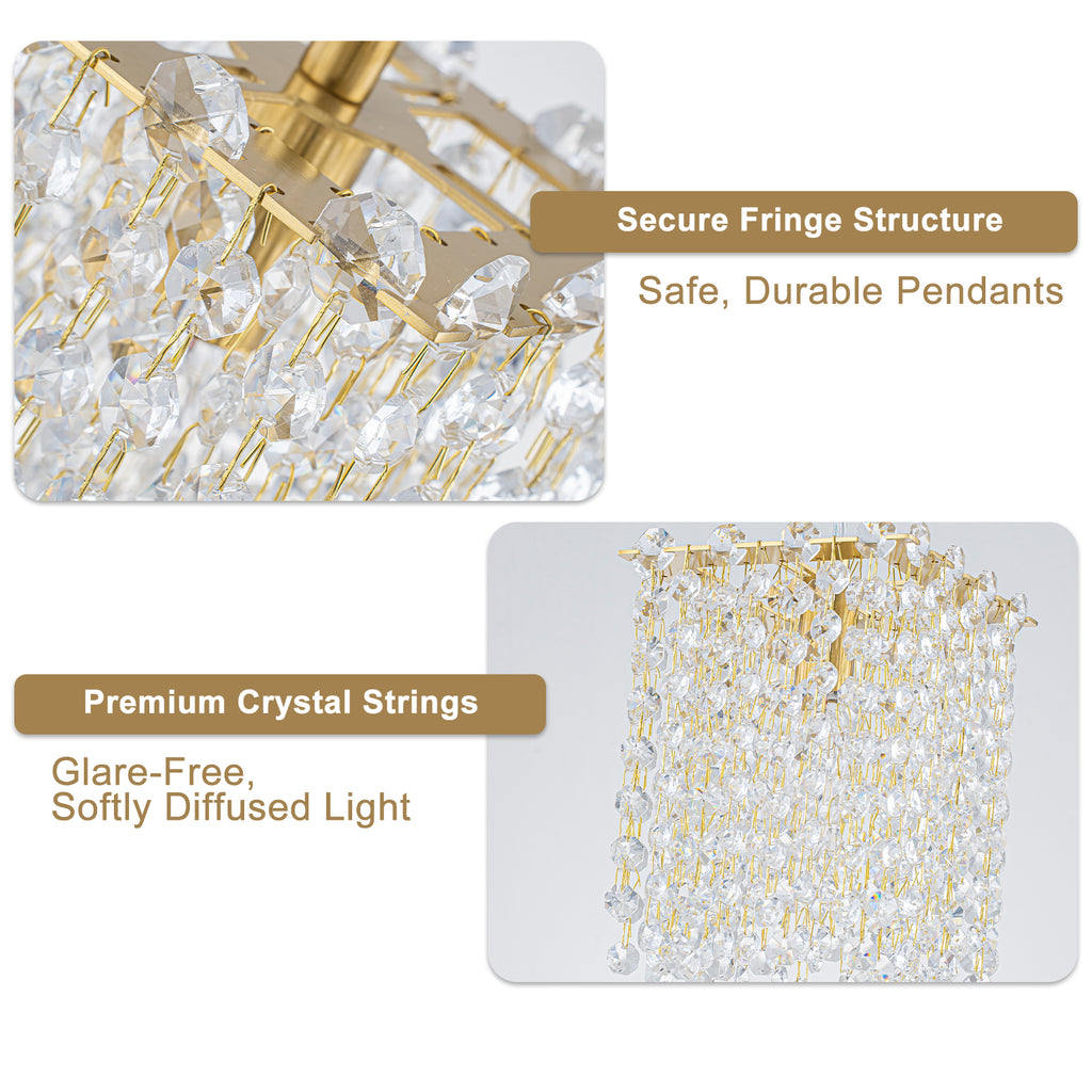 Modern Luxury Square Pendant Light with Crystal Chandelier Dining - product image 2 | Zenvolit