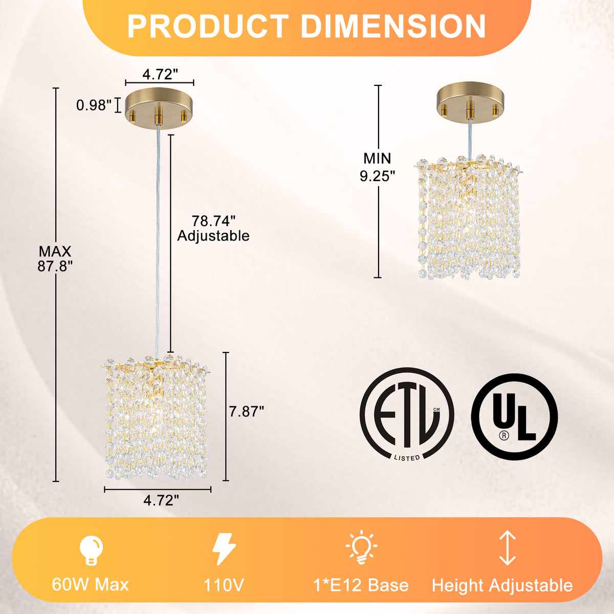 Modern Luxury Square Pendant Light with Crystal Chandelier Dining - product image 6 | Zenvolit