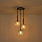 3 Light Black Cluster Pendant Blue Textured Glass Adjustable Modern - product image 7 | Zenvolit