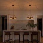6-Light Black Farmhouse Pendant Light Chandelier Wood-Grain Accent - product image 6 | Zenvolit