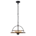 6-Light Black Farmhouse Pendant Light Chandelier Wood-Grain Accent - product image 12 | Zenvolit