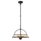 6-Light Black Farmhouse Pendant Light Chandelier Wood-Grain Accent - product image 12 | Zenvolit