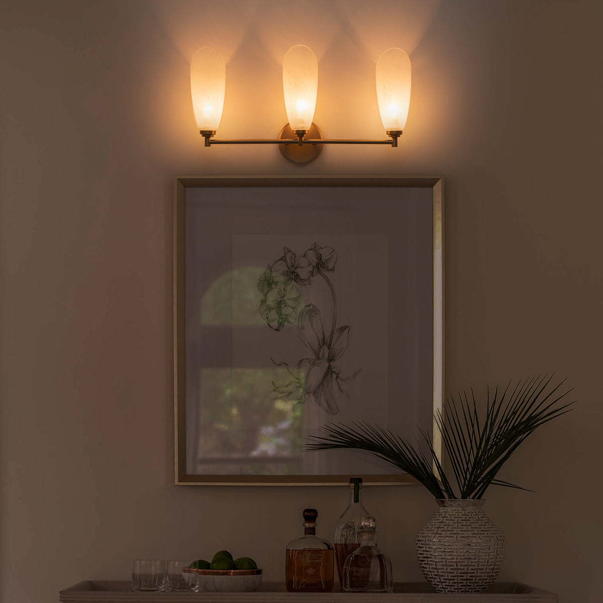 3 Light Gold Bathroom Vanity Light Modern Cloud Glass Shade Hallway