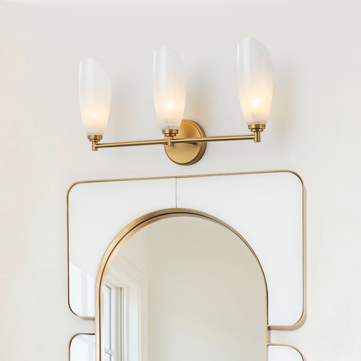 3 Light Gold Bathroom Vanity Light Modern Cloud Glass Shade Hallway