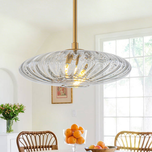 1-Light Modern Pendant Light with Ribbed Glass Shade Kitchen Island - product image 1 | Zenvolit