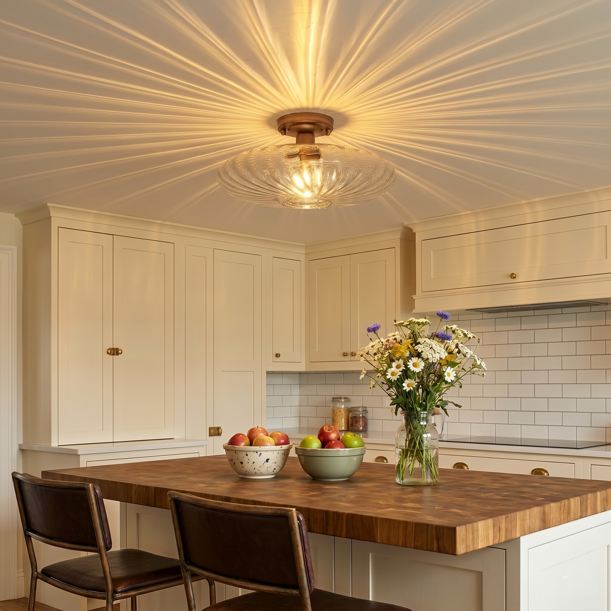 Modern Flush Mount Ceiling Light with Ribbed Clear Glass Shade - product image 4 | Zenvolit