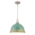 2-Light Farmhouse Pendant Light with Blue Distressed Gold Dome Shade - product image 2 | Zenvolit
