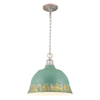2-Light Farmhouse Pendant Light with Blue Distressed Gold Dome Shade - product image 2 | Zenvolit
