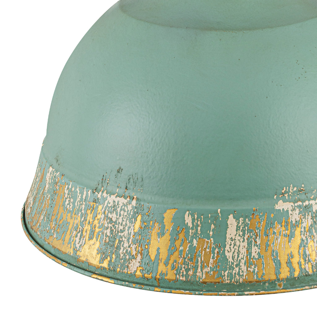 2-Light Farmhouse Pendant Light with Blue Distressed Gold Dome Shade - product image 4 | Zenvolit