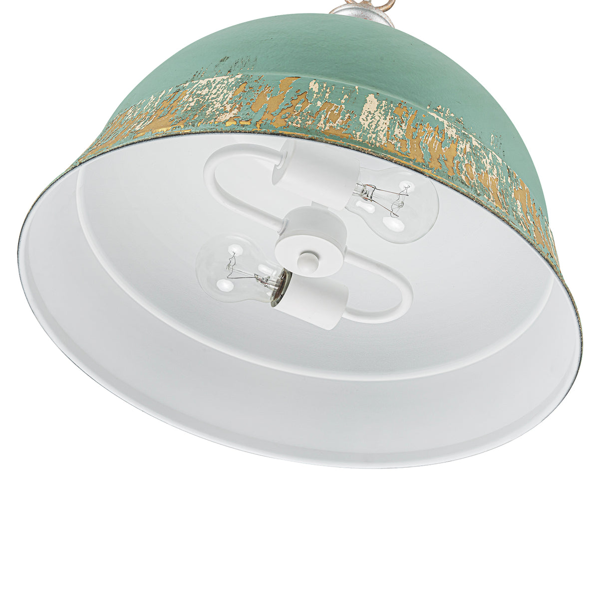 2-Light Farmhouse Pendant Light with Blue Distressed Gold Dome Shade - product image 6 | Zenvolit
