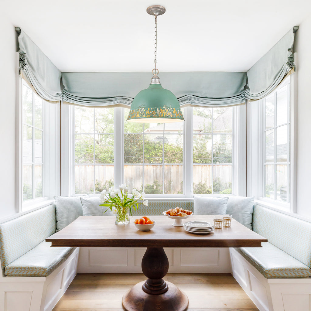 2-Light Farmhouse Pendant Light with Blue Distressed Gold Dome Shade - product image 8 | Zenvolit