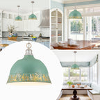 2-Light Farmhouse Pendant Light with Blue Distressed Gold Dome Shade - product image 11 | Zenvolit