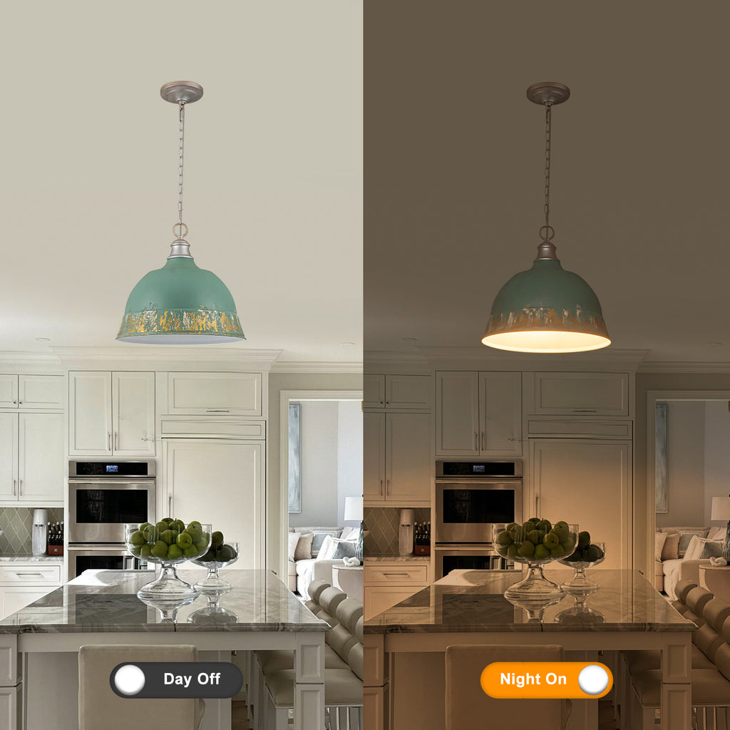 2-Light Farmhouse Pendant Light with Blue Distressed Gold Dome Shade - product image 13 | Zenvolit