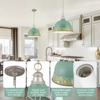 2-Light Farmhouse Pendant Light with Blue Distressed Gold Dome Shade - product image 14 | Zenvolit