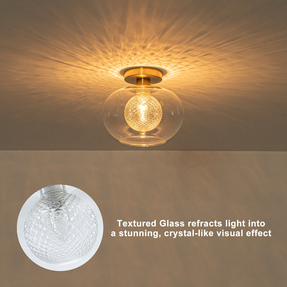 Modern Round Semi-Flush Mount Ceiling Light Clear Double Glass Shade - product image 1 | Zenvolit