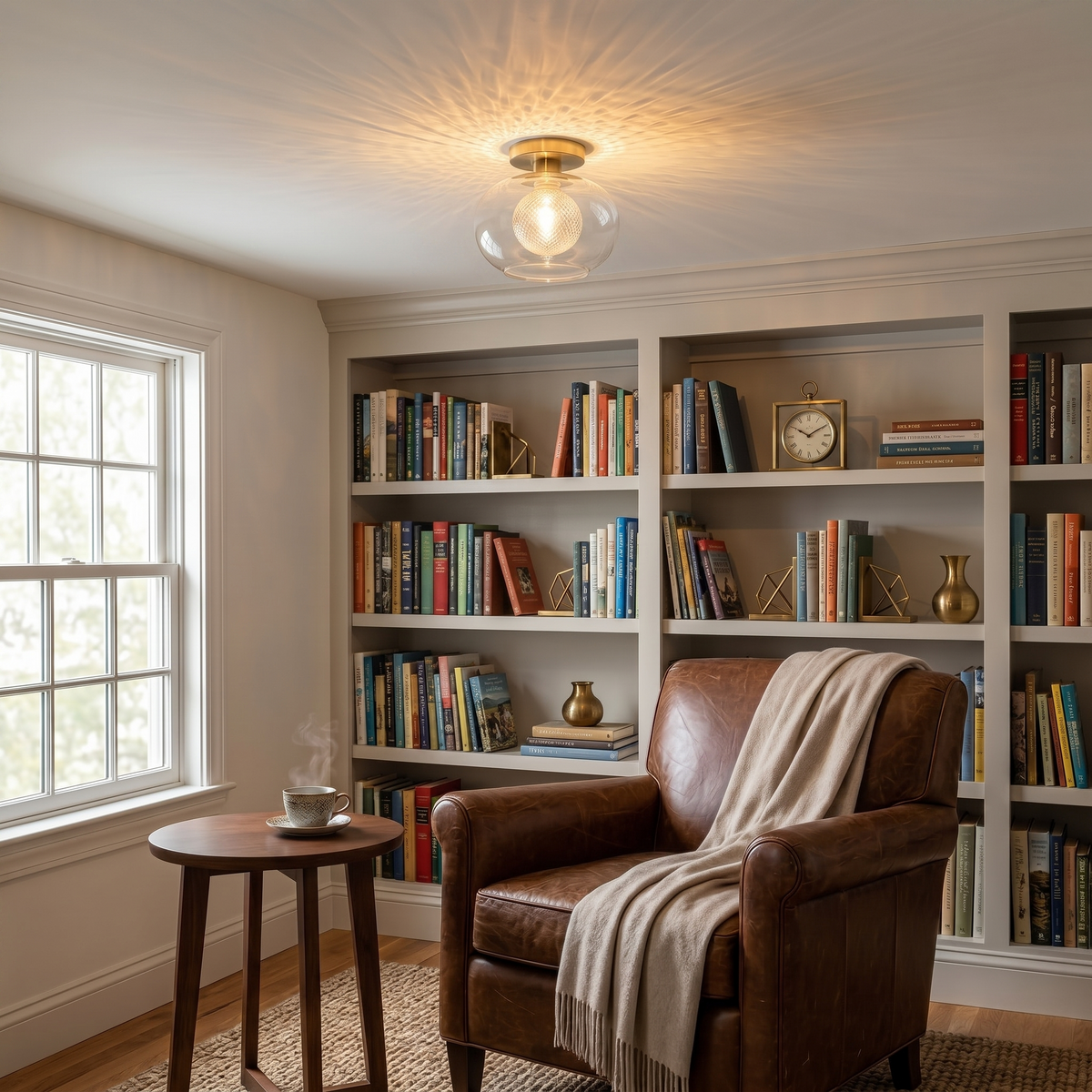 Modern Round Semi-Flush Mount Ceiling Light Clear Double Glass Shade - product image 2 | Zenvolit