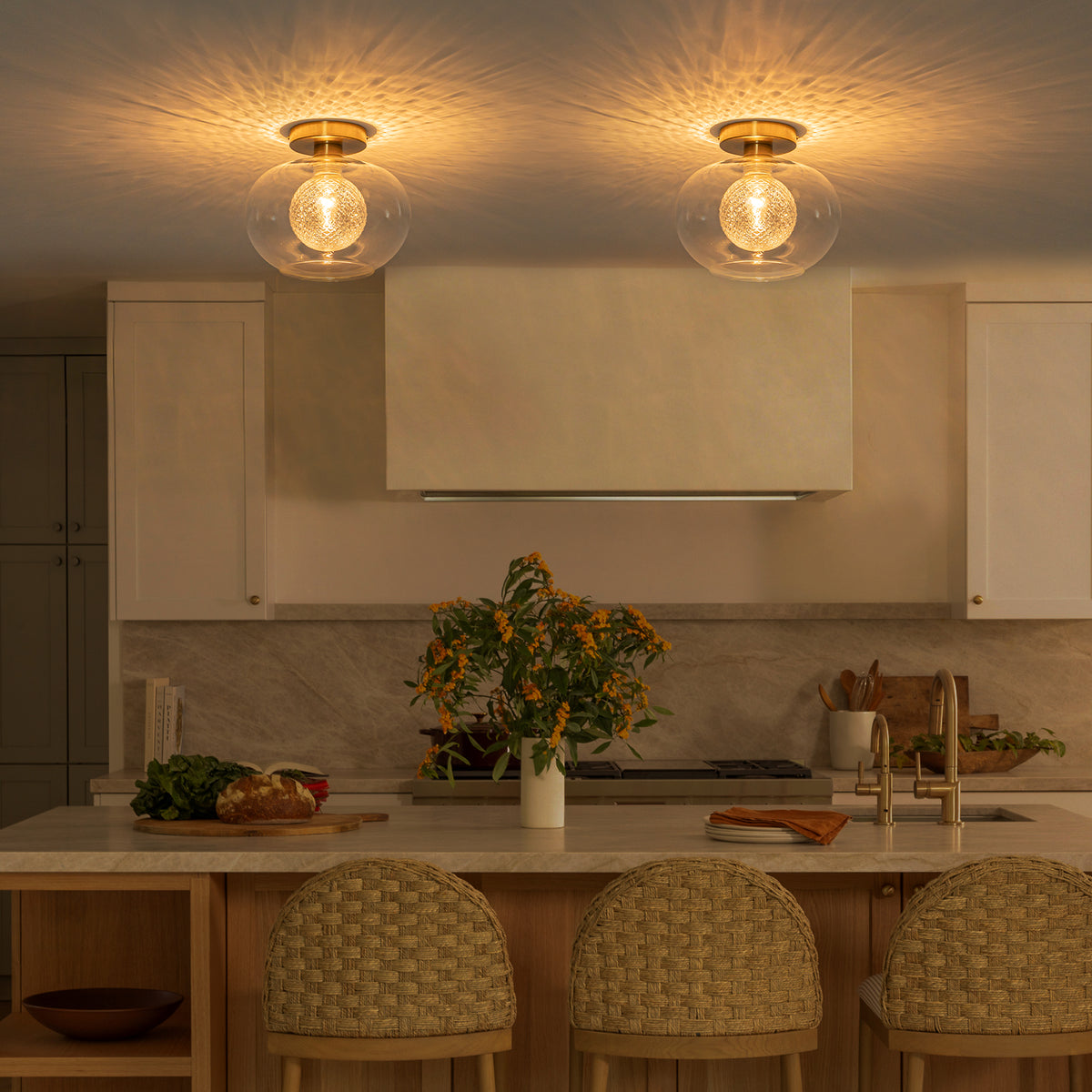 Modern Round Semi-Flush Mount Ceiling Light Clear Double Glass Shade - product image 3 | Zenvolit