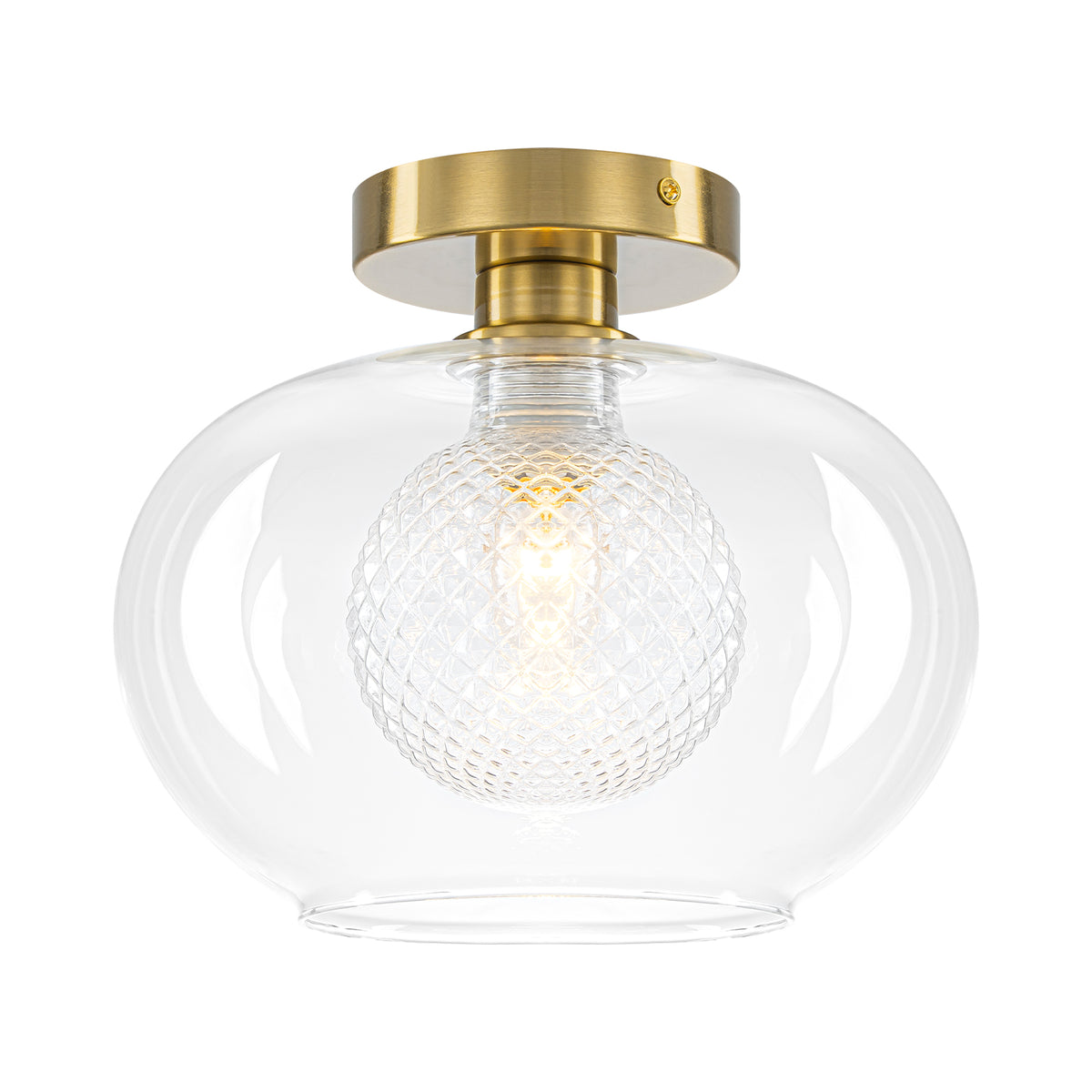 Modern Round Semi-Flush Mount Ceiling Light Clear Double Glass Shade - product image 6 | Zenvolit