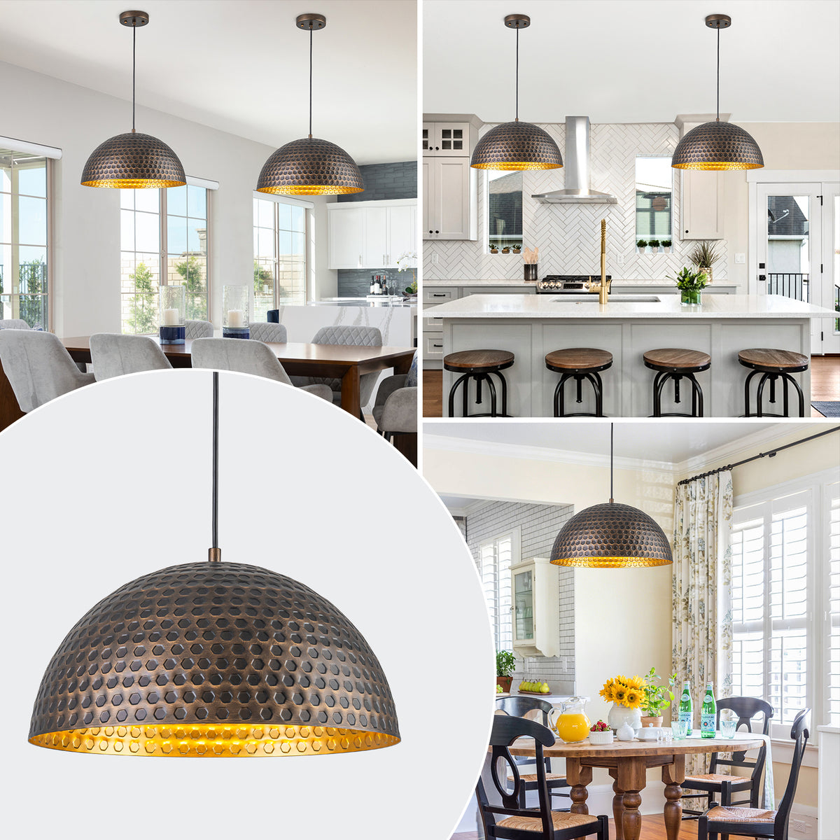 Oil-Rubbed Bronze Dome Pendant Light Metal Shade Kitchen Dining Room - product image 11 | Zenvolit