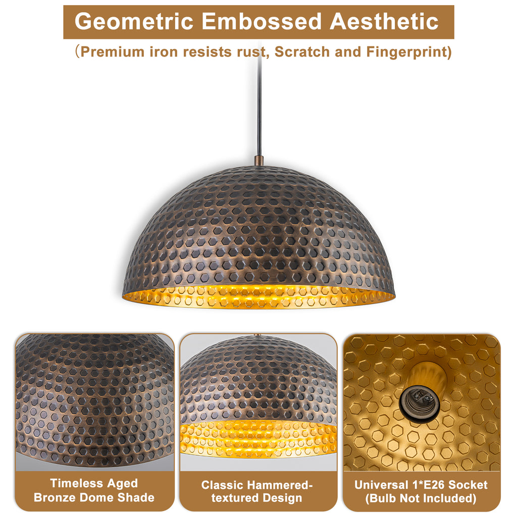 Oil-Rubbed Bronze Dome Pendant Light Metal Shade Kitchen Dining Room - product image 12 | Zenvolit