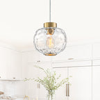 Modern Pendant Light Textured Drum Glass Shade Entryway Dining Island - product image 1 | Zenvolit