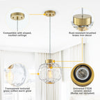 Modern Pendant Light Textured Drum Glass Shade Entryway Dining Island