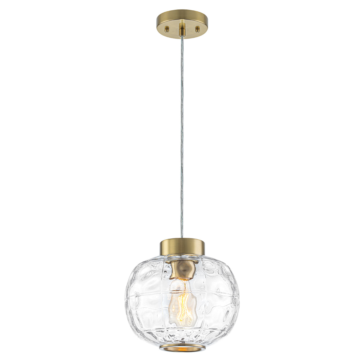Modern Pendant Light Textured Drum Glass Shade Entryway Dining Island