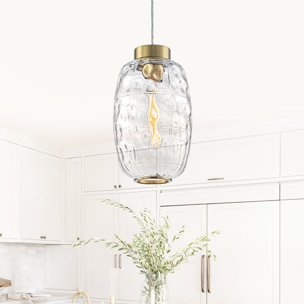 Modern Pendant Light Textured Cylinder Glass Shade Dining Island - product image 1 | Zenvolit