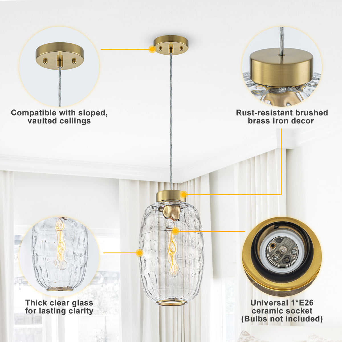 Modern Pendant Light Textured Cylinder Glass Shade Dining Island - product image 3 | Zenvolit
