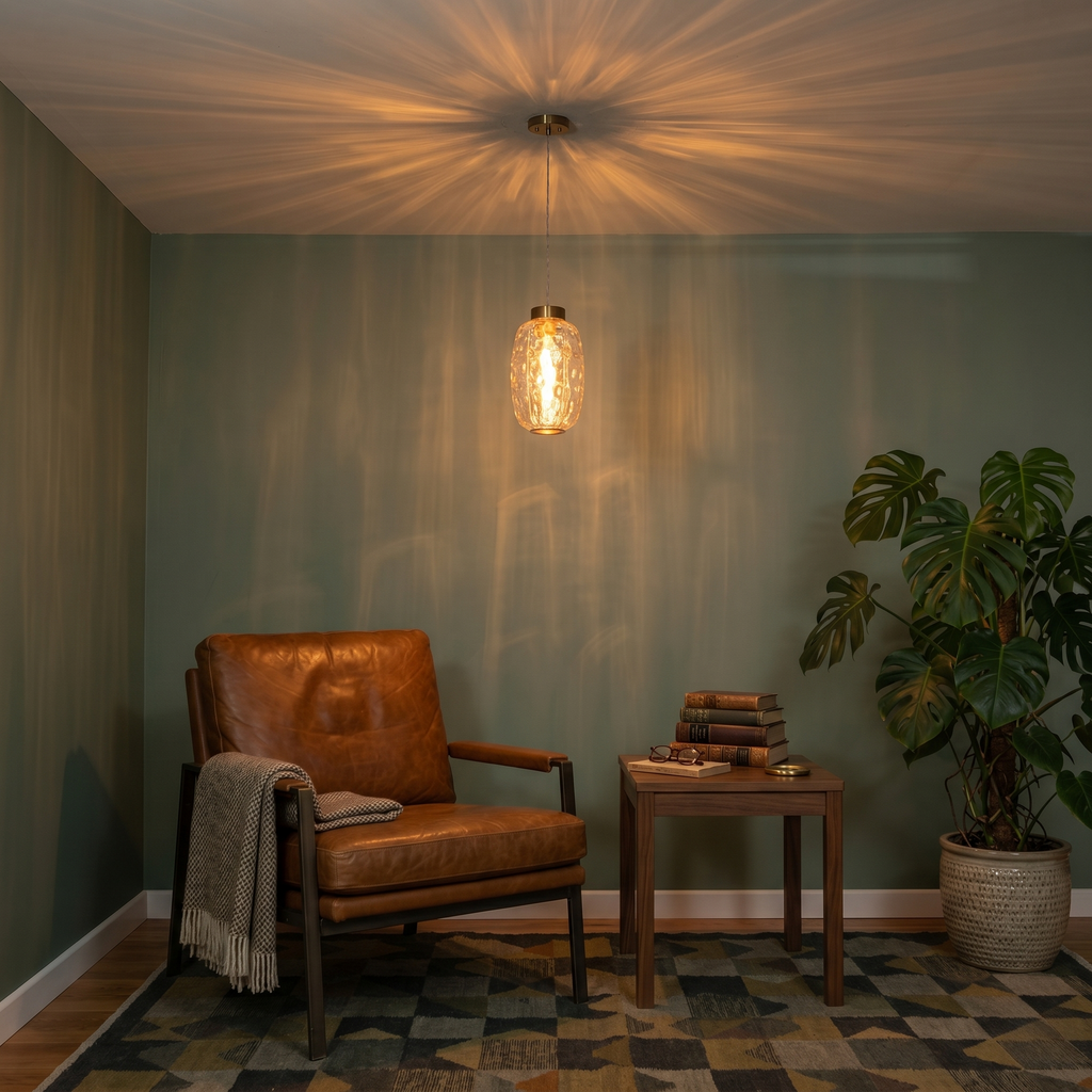 Modern Pendant Light Textured Cylinder Glass Shade Dining Island - product image 4 | Zenvolit