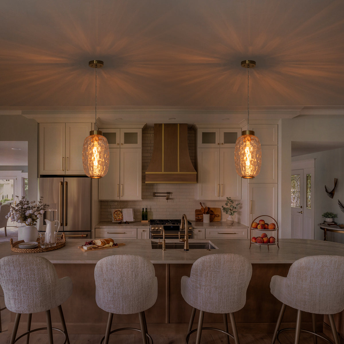 Modern Pendant Light Textured Cylinder Glass Shade Dining Island - product image 5 | Zenvolit