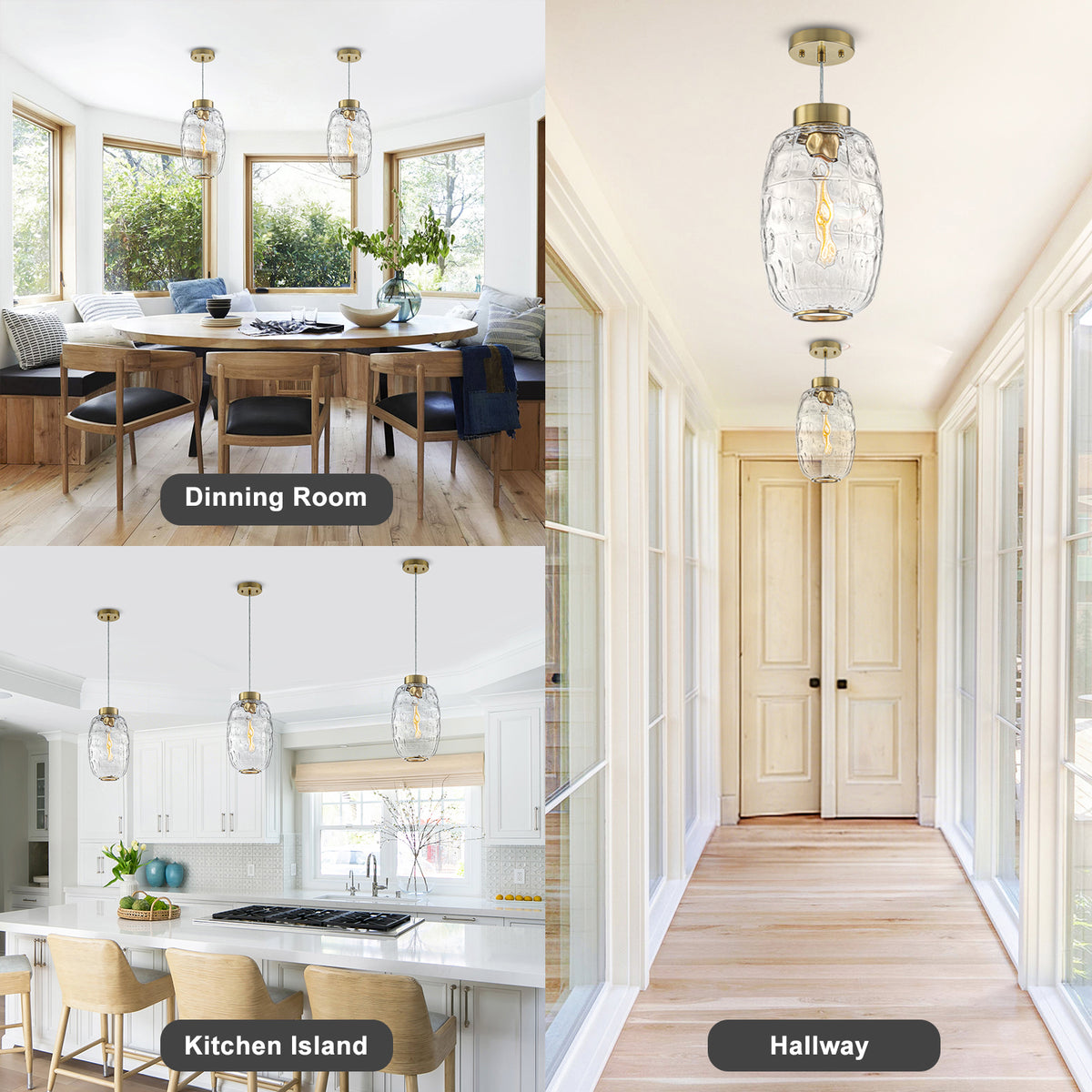 Modern Pendant Light Textured Cylinder Glass Shade Dining Island - product image 9 | Zenvolit