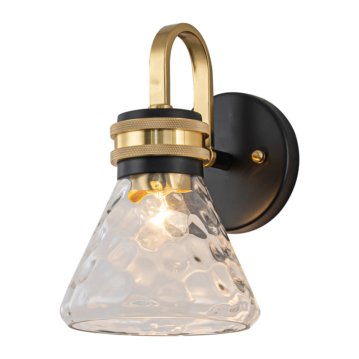 Modern Industrial Wall Sconce Hammered Textured Glass Shade Bathroom - product image 1 | Zenvolit
