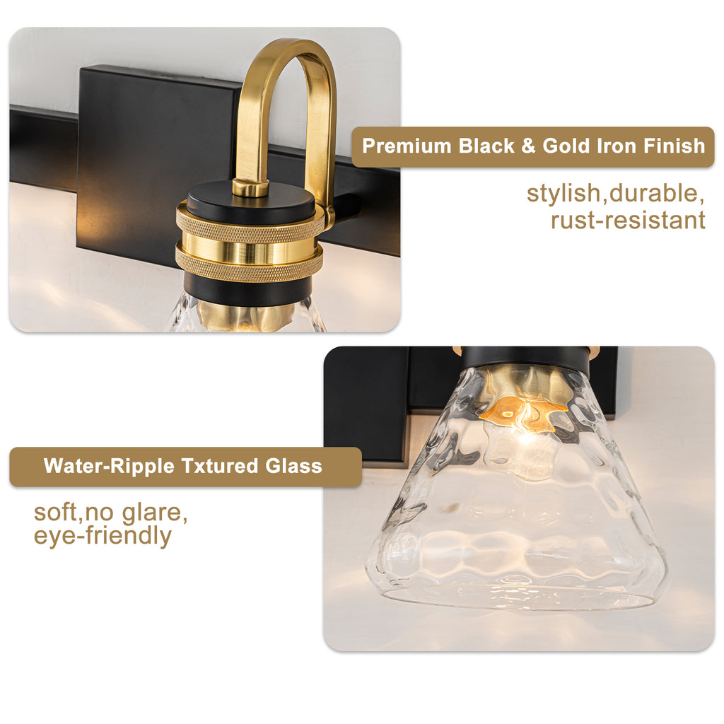 Modern Industrial Wall Sconce Hammered Textured Glass Shade Bathroom - product image 3 | Zenvolit