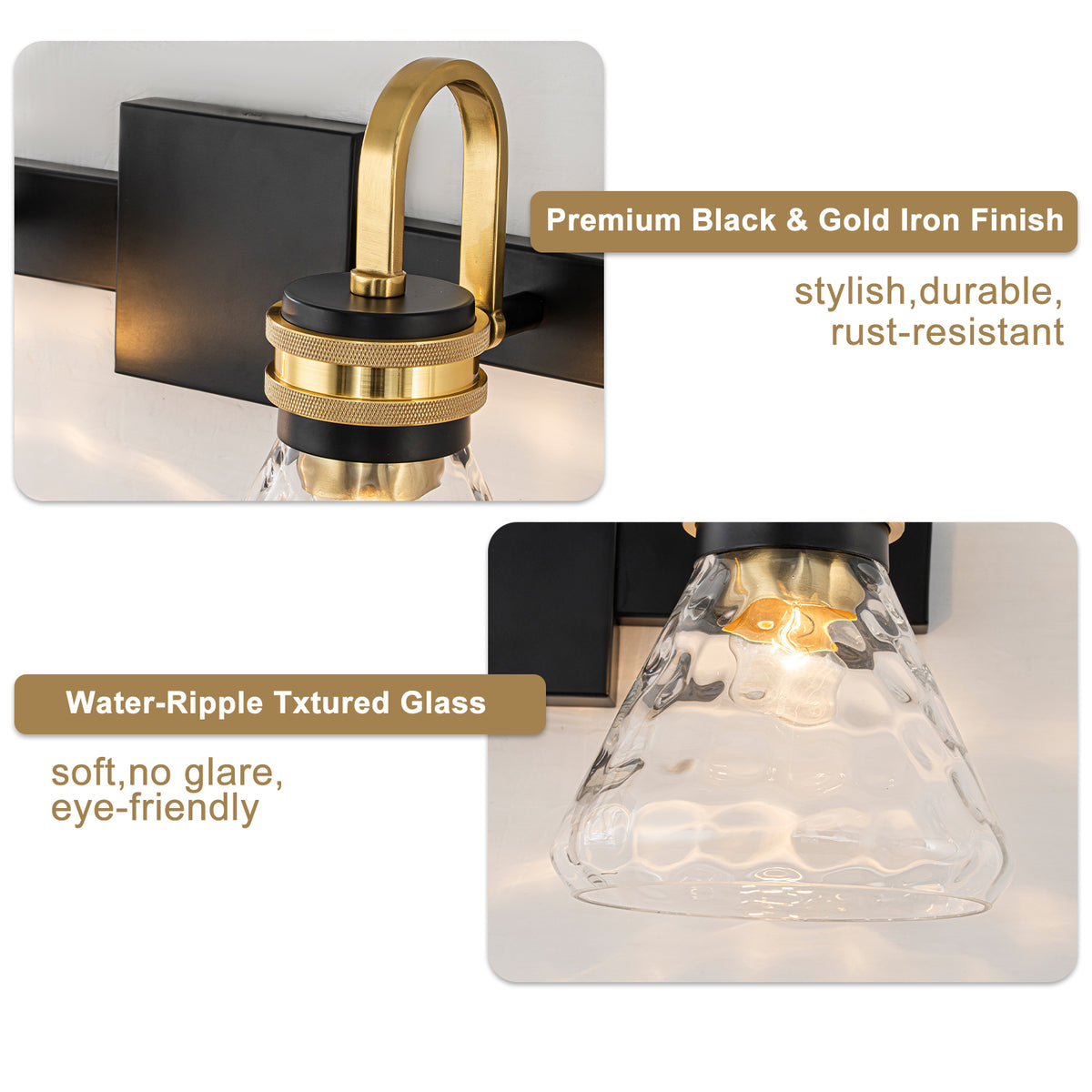 Modern Industrial Wall Sconce Hammered Textured Glass Shade Bathroom - product image 3 | Zenvolit