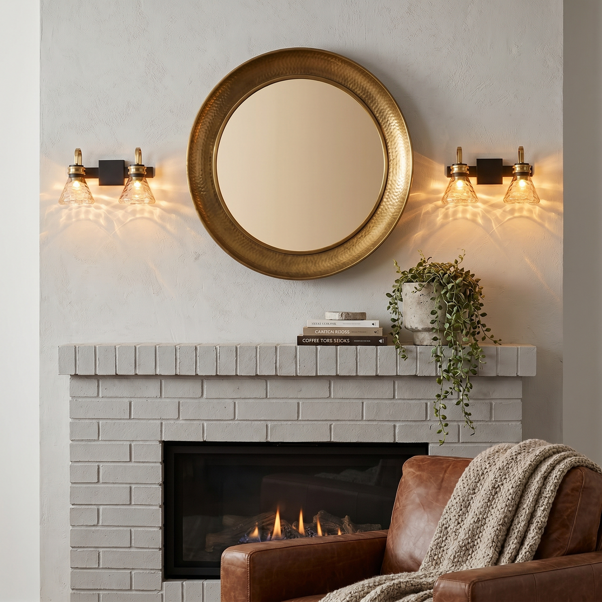 Modern Industrial Wall Sconce Hammered Textured Glass Shade Bathroom - product image 6 | Zenvolit