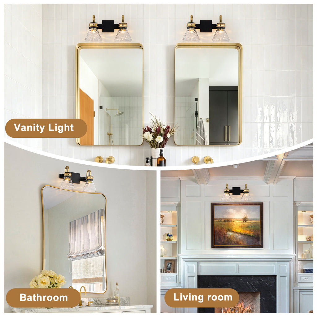 Modern Industrial Wall Sconce Hammered Textured Glass Shade Bathroom - product image 12 | Zenvolit