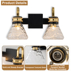 Modern Industrial Wall Sconce Hammered Textured Glass Shade Bathroom - product image 13 | Zenvolit