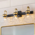 Modern Industrial Wall Sconce Hammered Textured Glass Shade Bathroom - product image 1 | Zenvolit