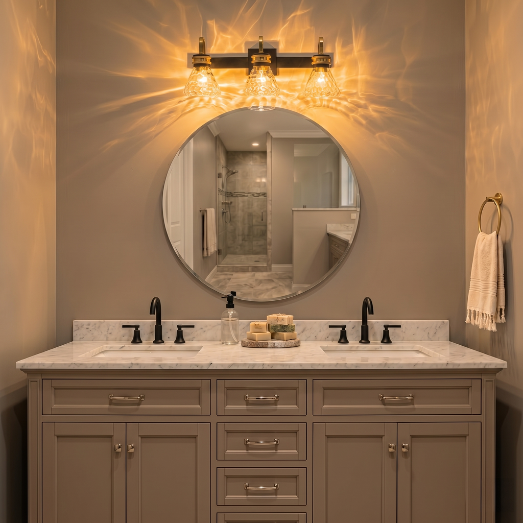 Modern Industrial Wall Sconce Hammered Textured Glass Shade Bathroom - product image 2 | Zenvolit