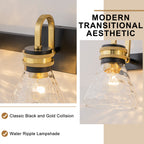 Modern Industrial Wall Sconce Hammered Textured Glass Shade Bathroom - product image 7 | Zenvolit